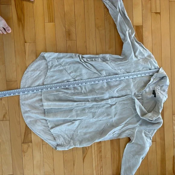 For Cynthia Linen Shirt Dress Top Womens M Beige Lagenlook Tunic Artsy Vacation - Picture 13 of 13